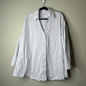 CO Light Blue Rolled Sleeve Cotton Blend Button Down Shirt Women's Size Medium M